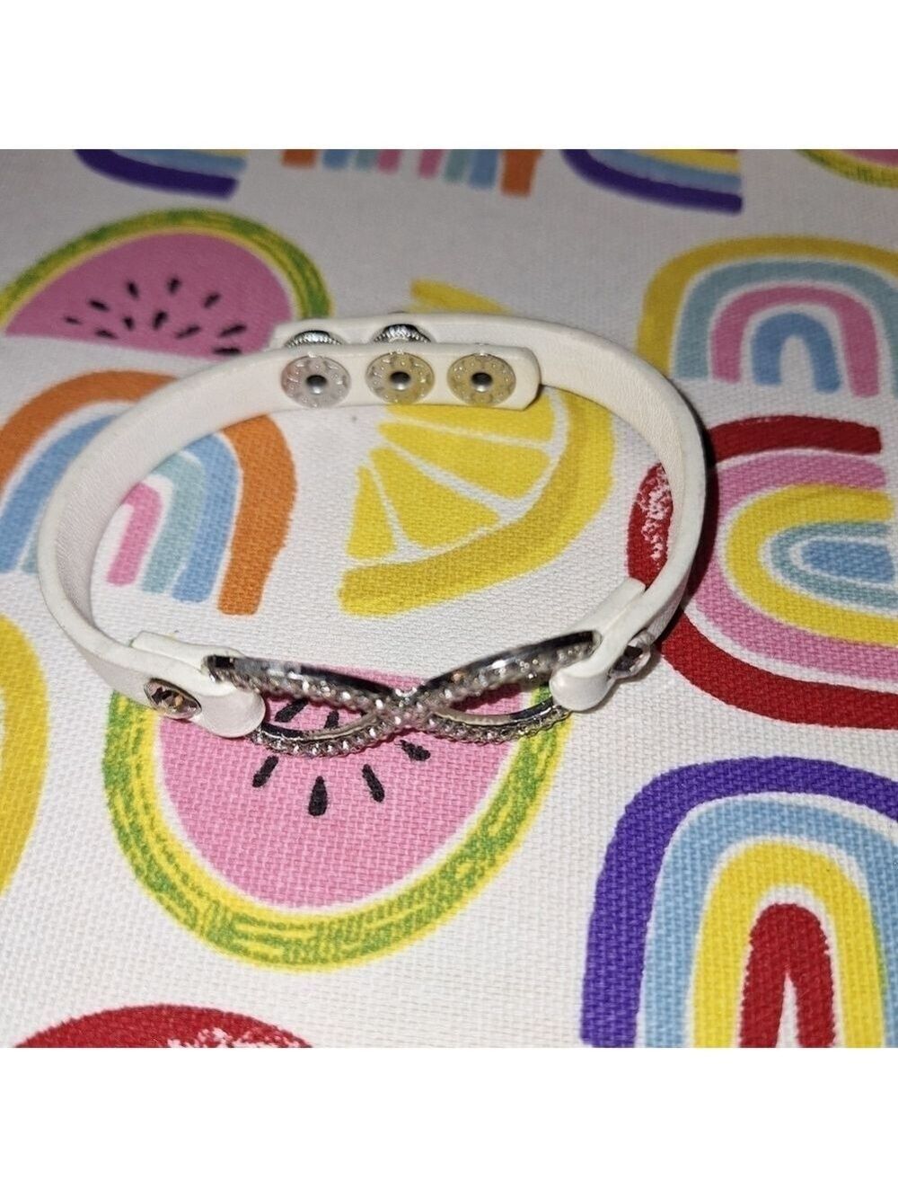 Paparazzi White Infinity Sparkle Snap Bracelet